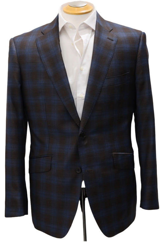 Brown and Teal Check Italian Wool Jacket