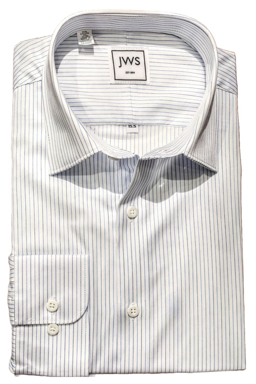 Navy and Black Stripe on White Egyptian Cotton Non Iron Dress Shirt