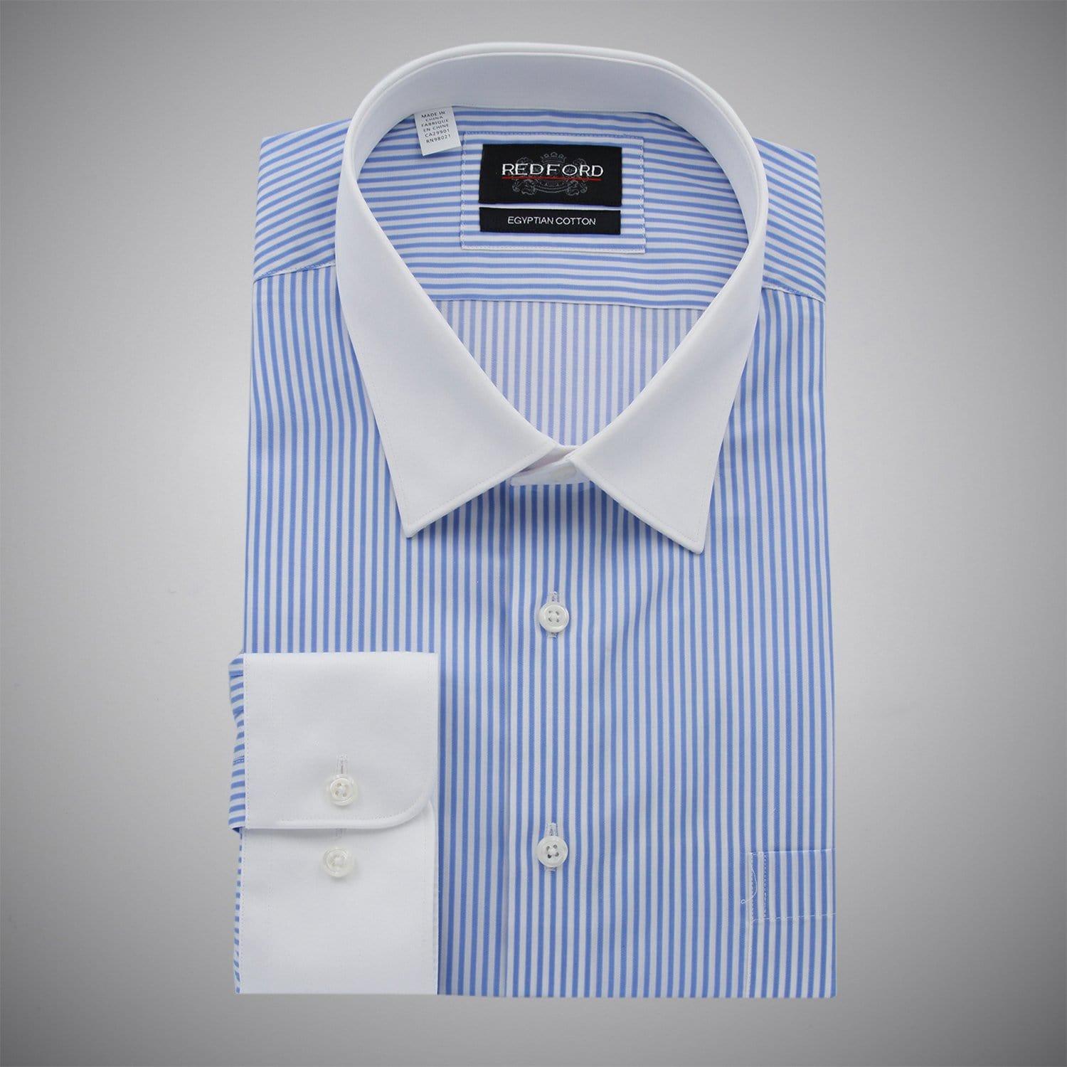 Pre Order Striped Shirt Men | Banker Collar | Light Blue | JWS