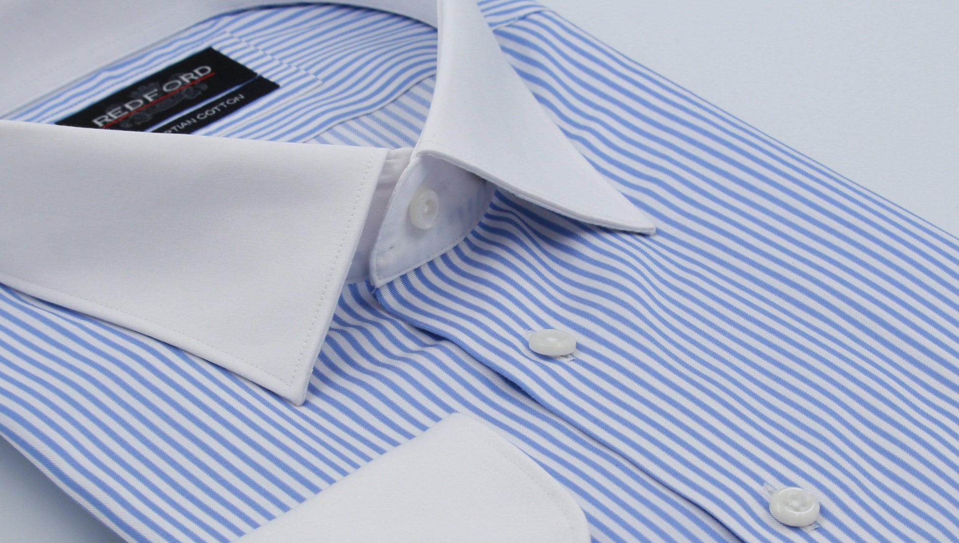 Banker Collar Light Blue Stripe Shirt - Just White Shirts