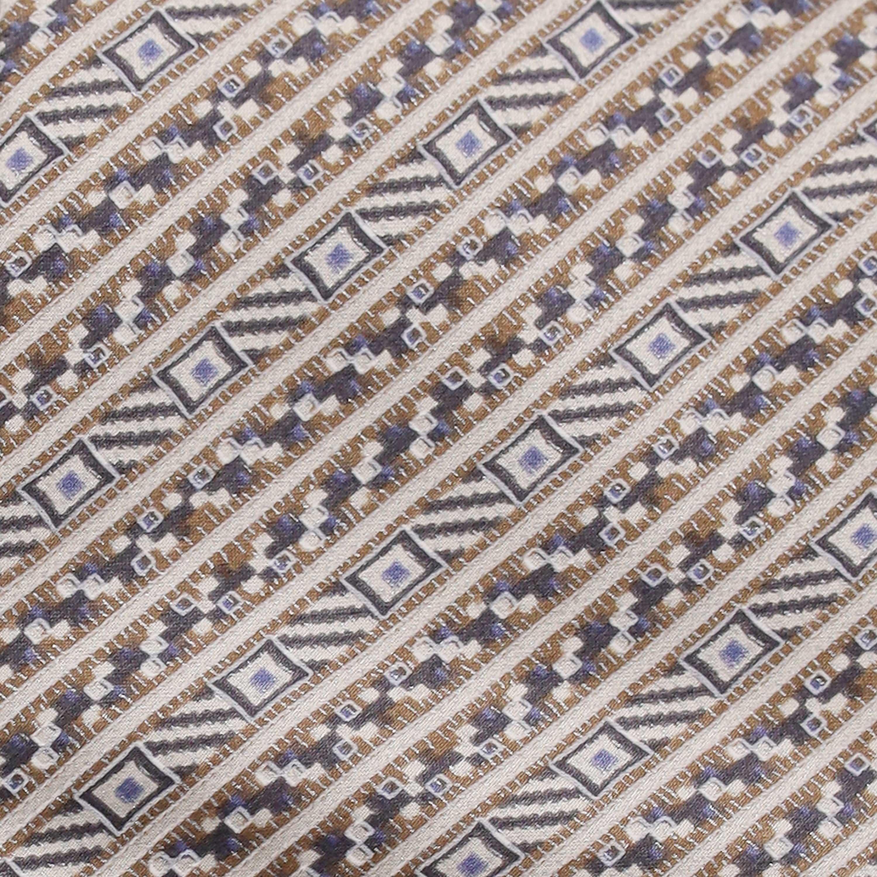 BEIGE AND BROWN HERRINGBONE DIAGONAL STRIPE SILK TIE - Just White Shirts