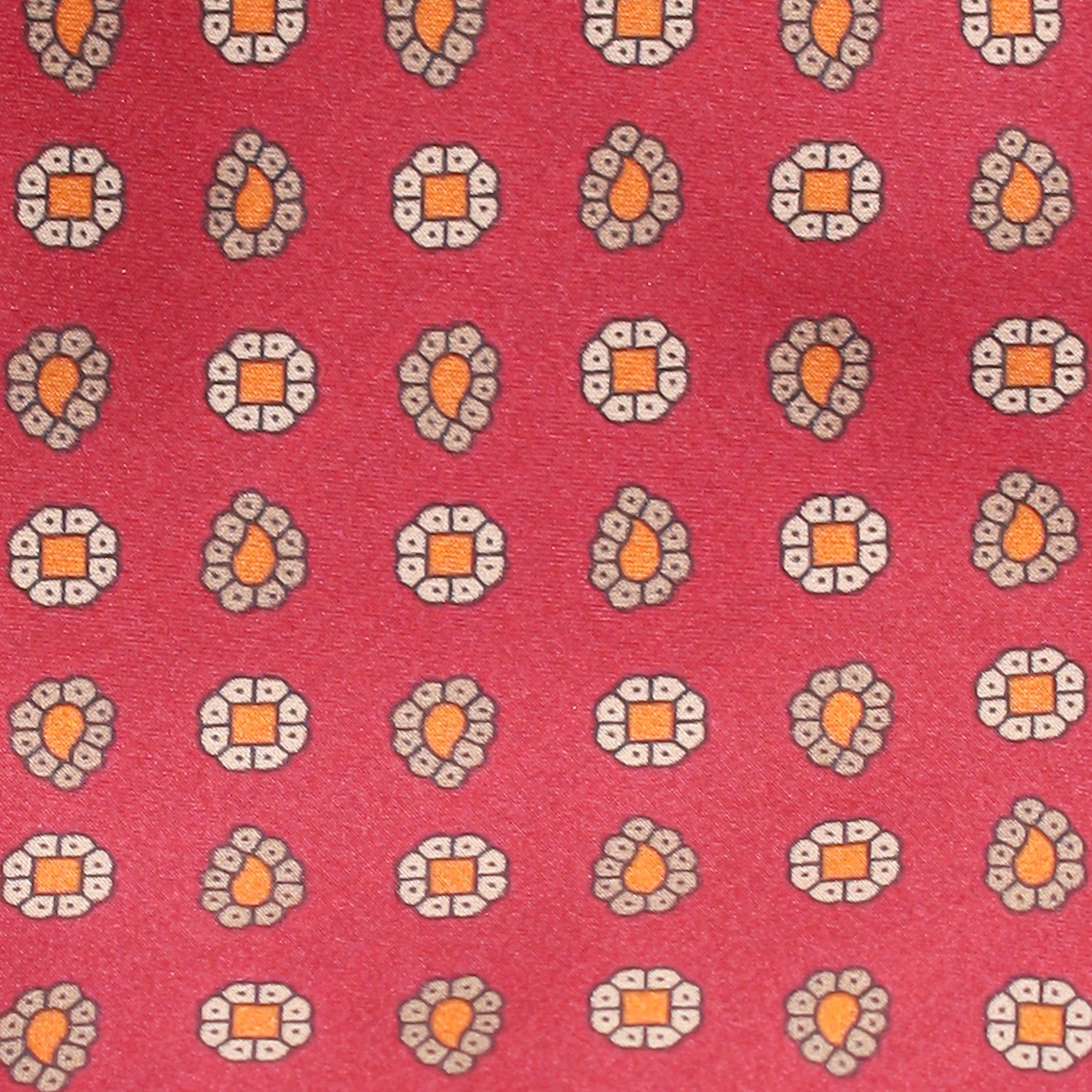 BEIGE FOULARD ON SALMON BACKGROUND SILK TIE - Just White Shirts