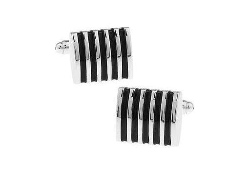 Black and Silver Bar Cufflinks - Just White Shirts