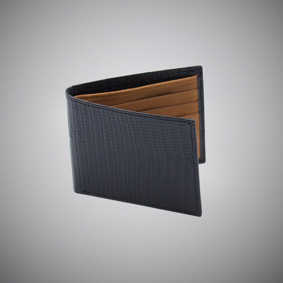 Lizard Skin Wallet | Black Leather Wallet With Tan Suede | JWS – Just ...