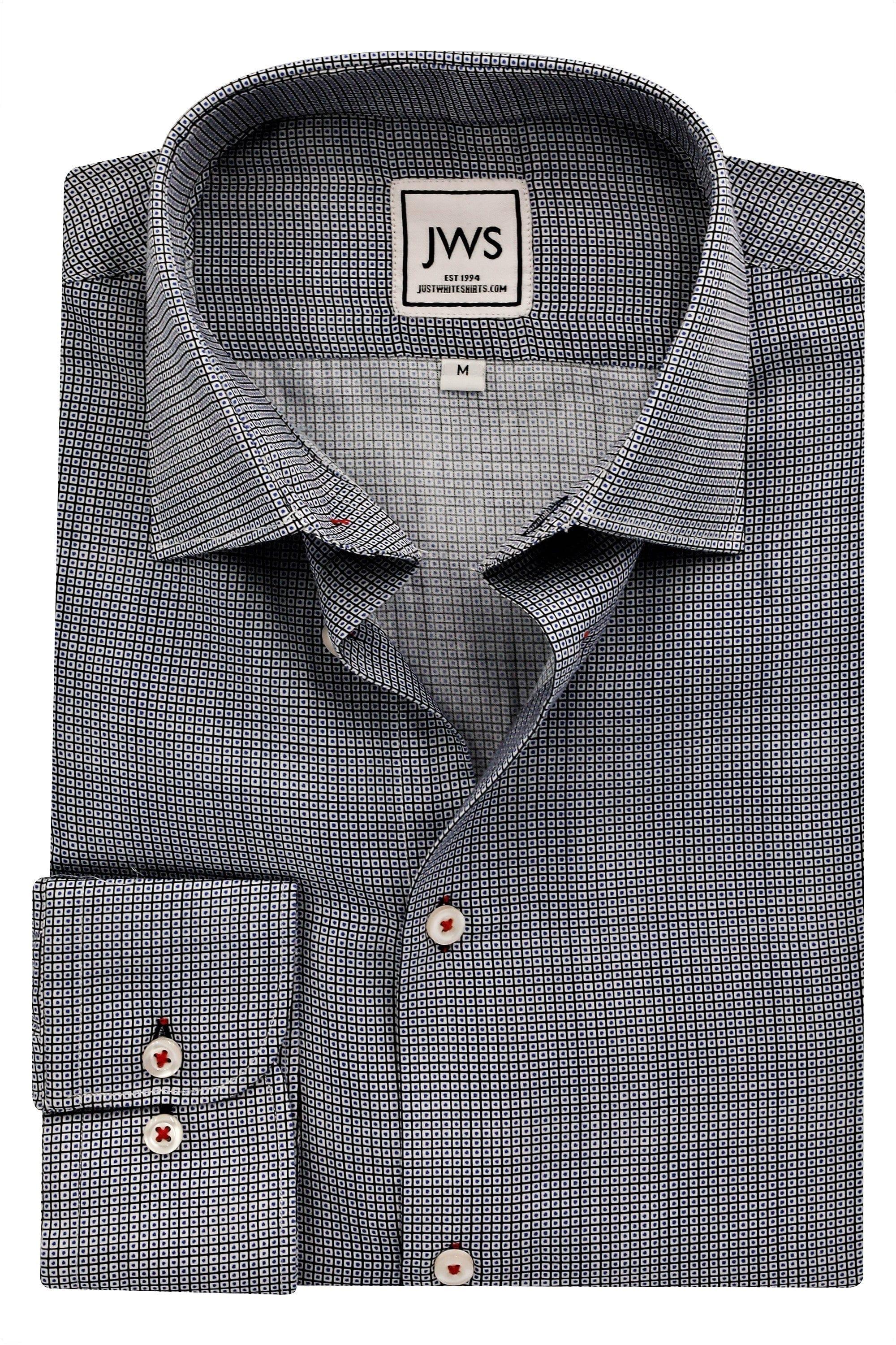 BLACK SQUARES WITH BLUE DOTS - Just White Shirts