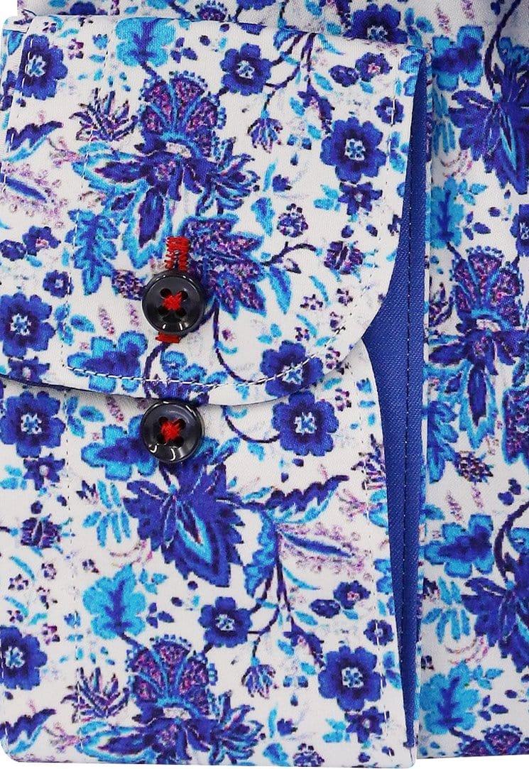 Blue Leaf Pattern on White Ground - Just White Shirts