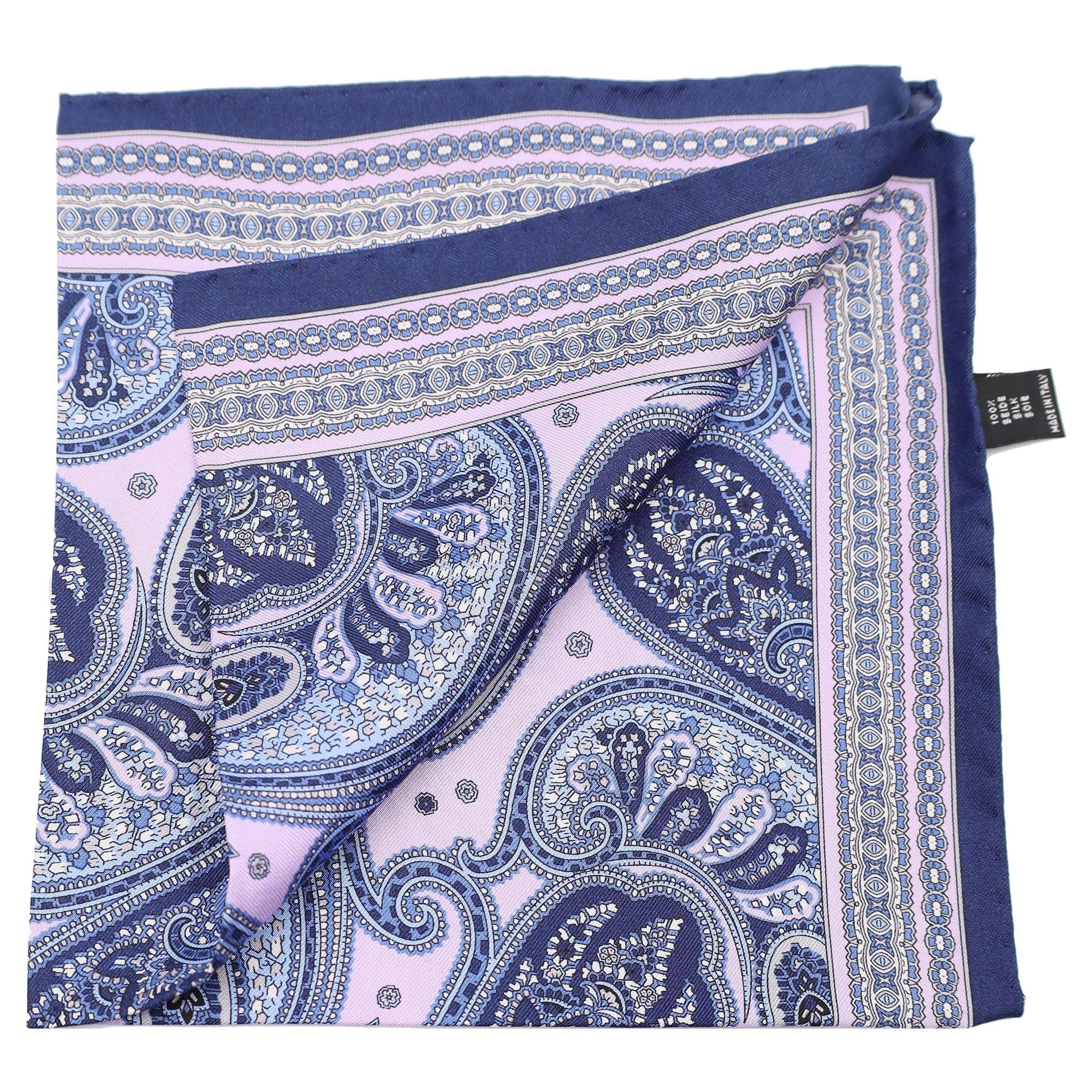 Blue Paisley on Pink background Silk Pocket Square - Just White Shirts