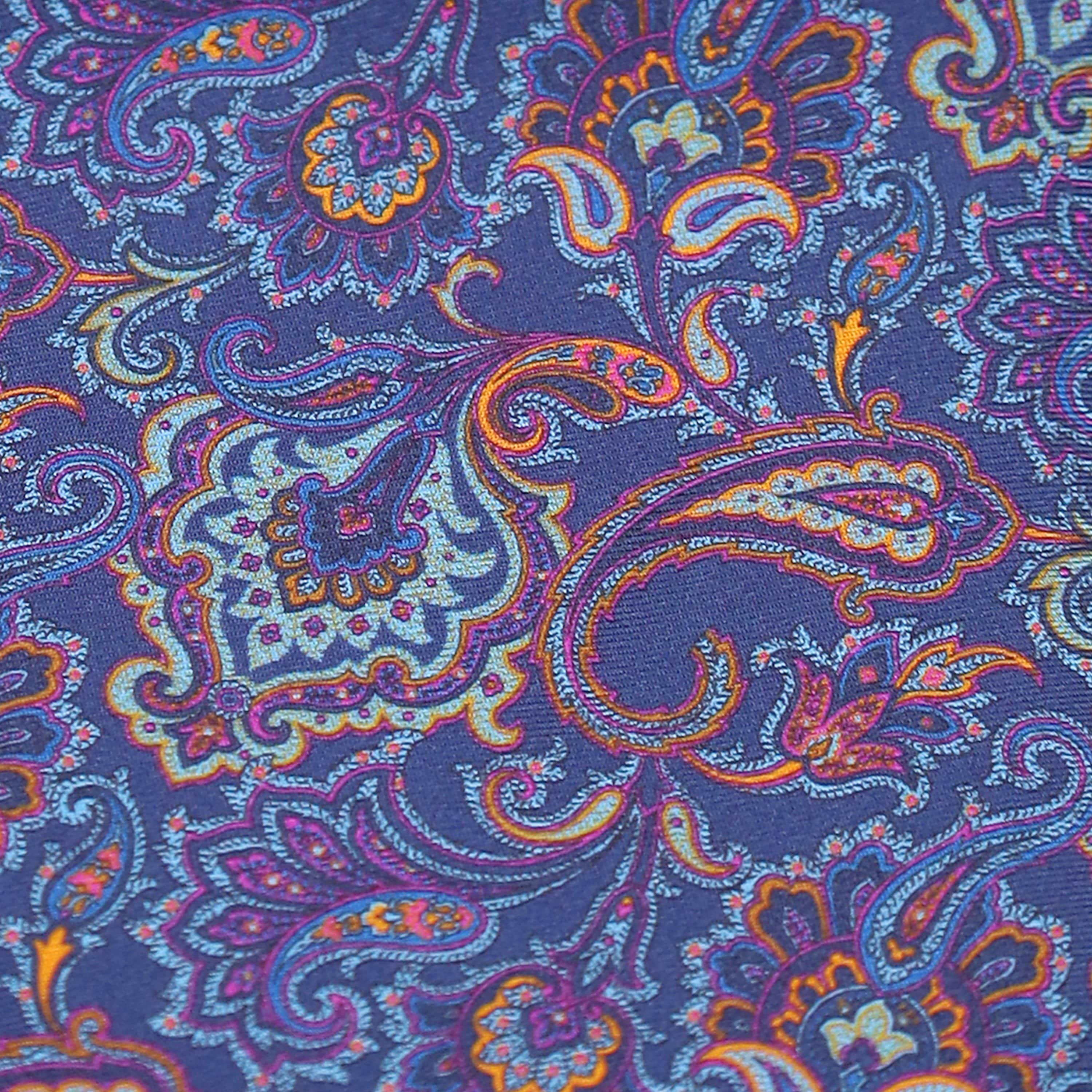 BLUE WITH ORANGE AND SKY PAISLEY SILK TIE - Just White Shirts