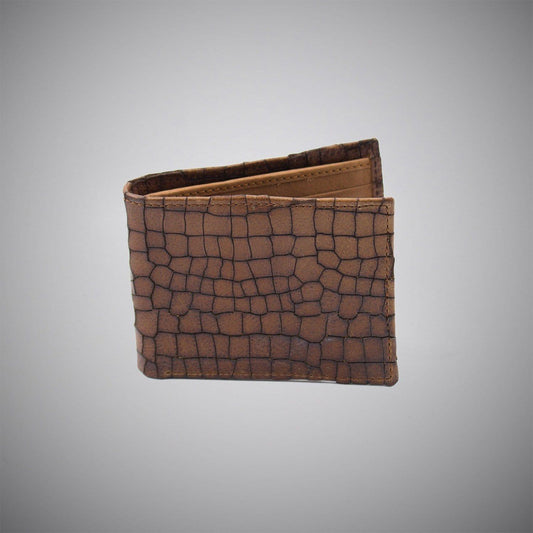 Dark Tan Laser Cut Leather Wallet With Tan Suede Interior - Just White Shirts