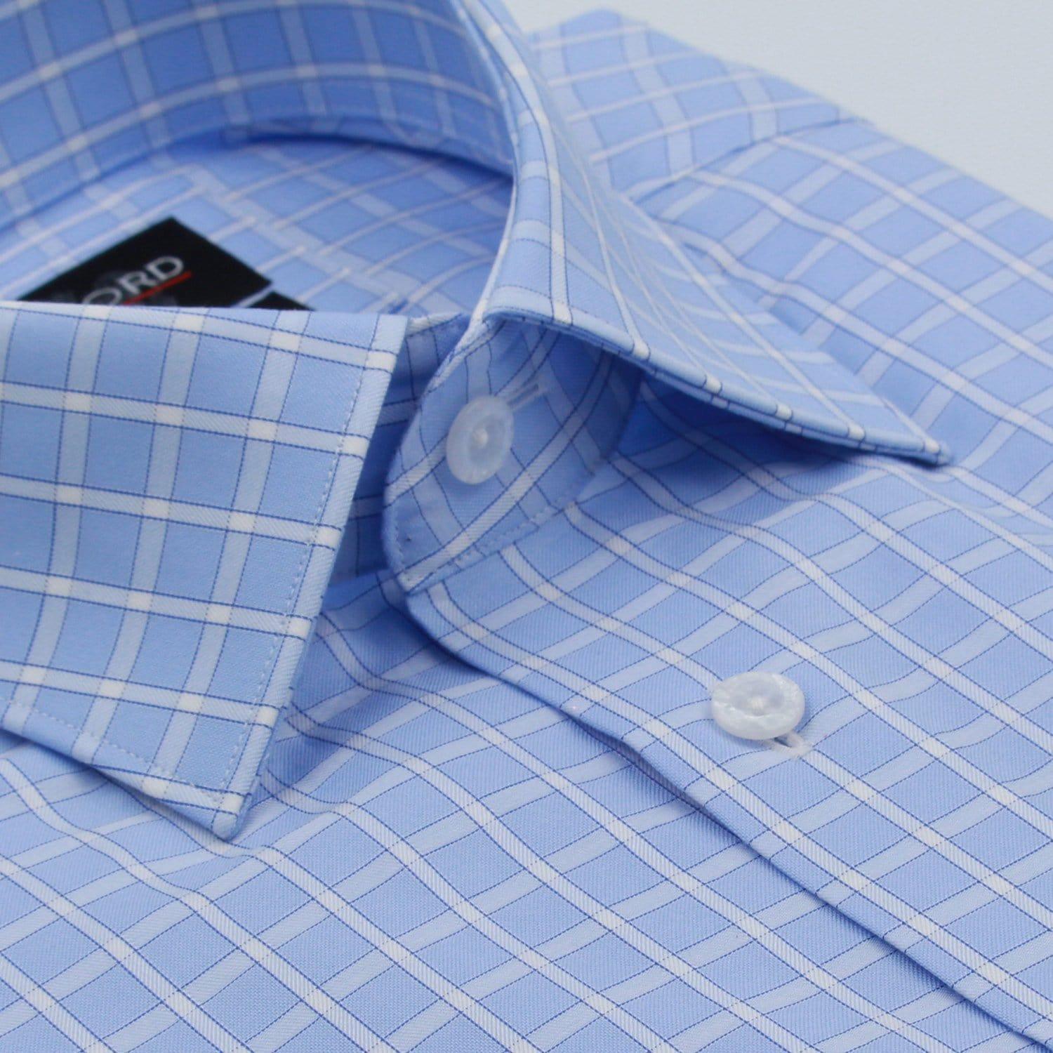 Light Blue Two-Tone Check Shirt - Just White Shirts