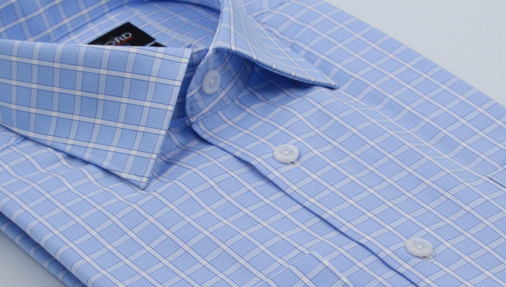 Light Blue Two-Tone Check Shirt - Just White Shirts
