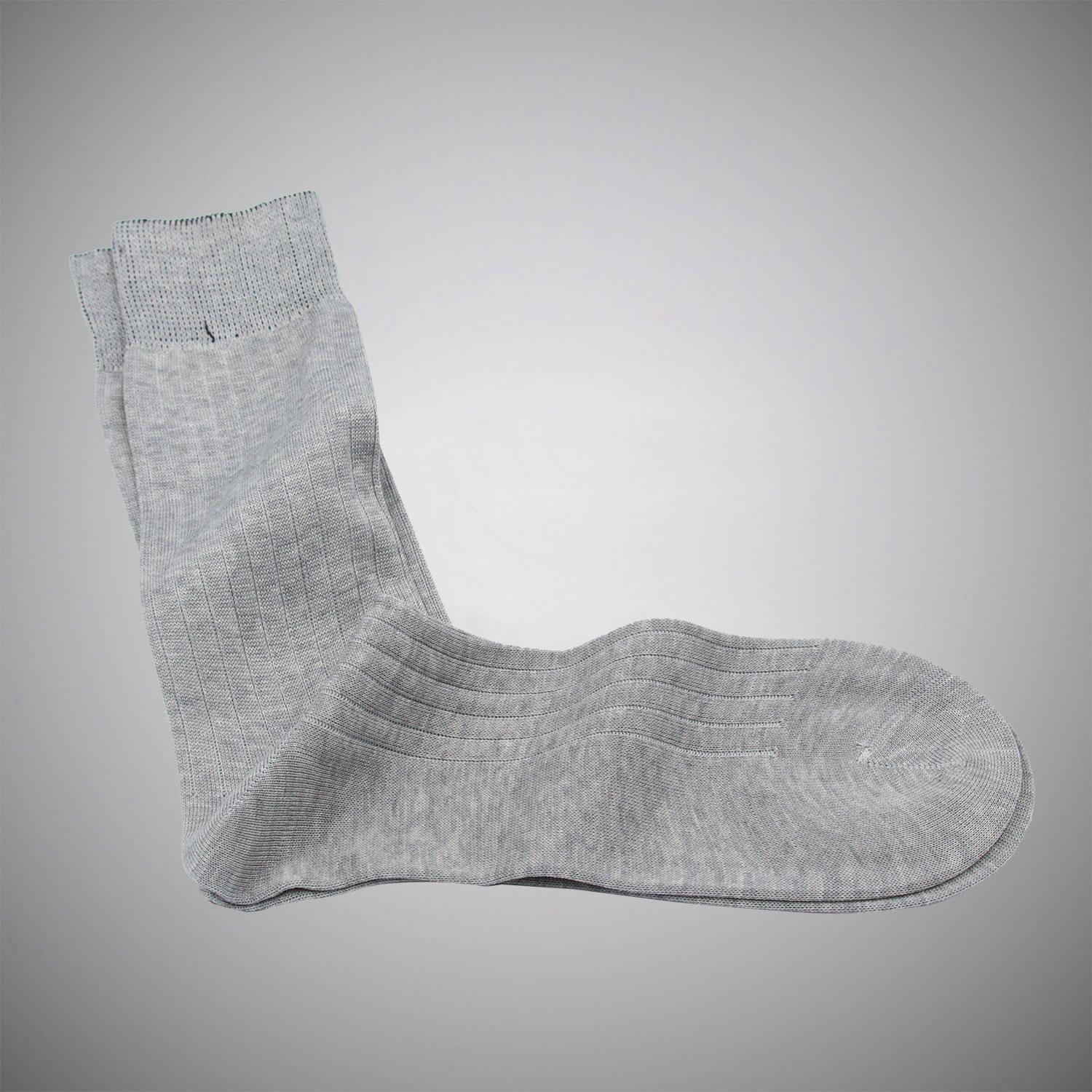 Light Heather Grey Mid-calf Mercerized Cotton Socks - Just White Shirts
