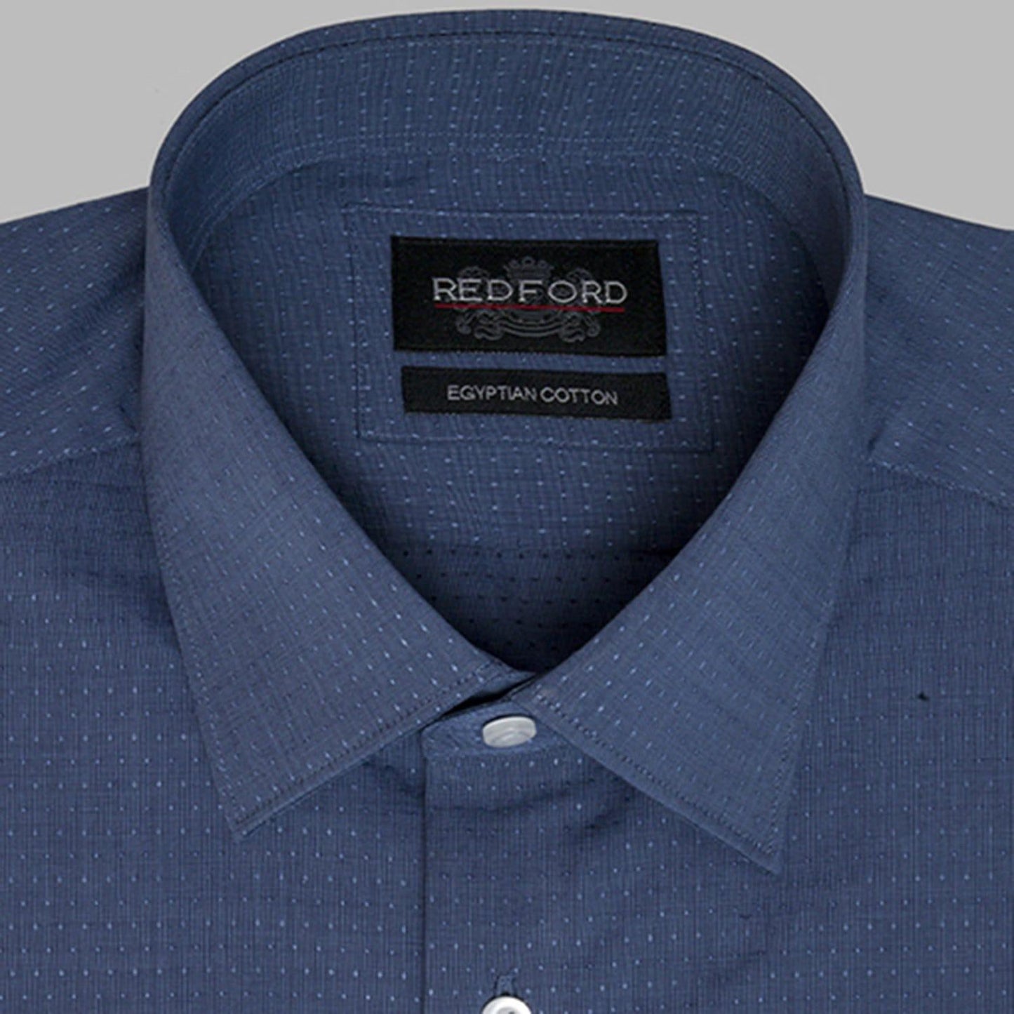 Micro Jacquard Navy Shirt - Just White Shirts