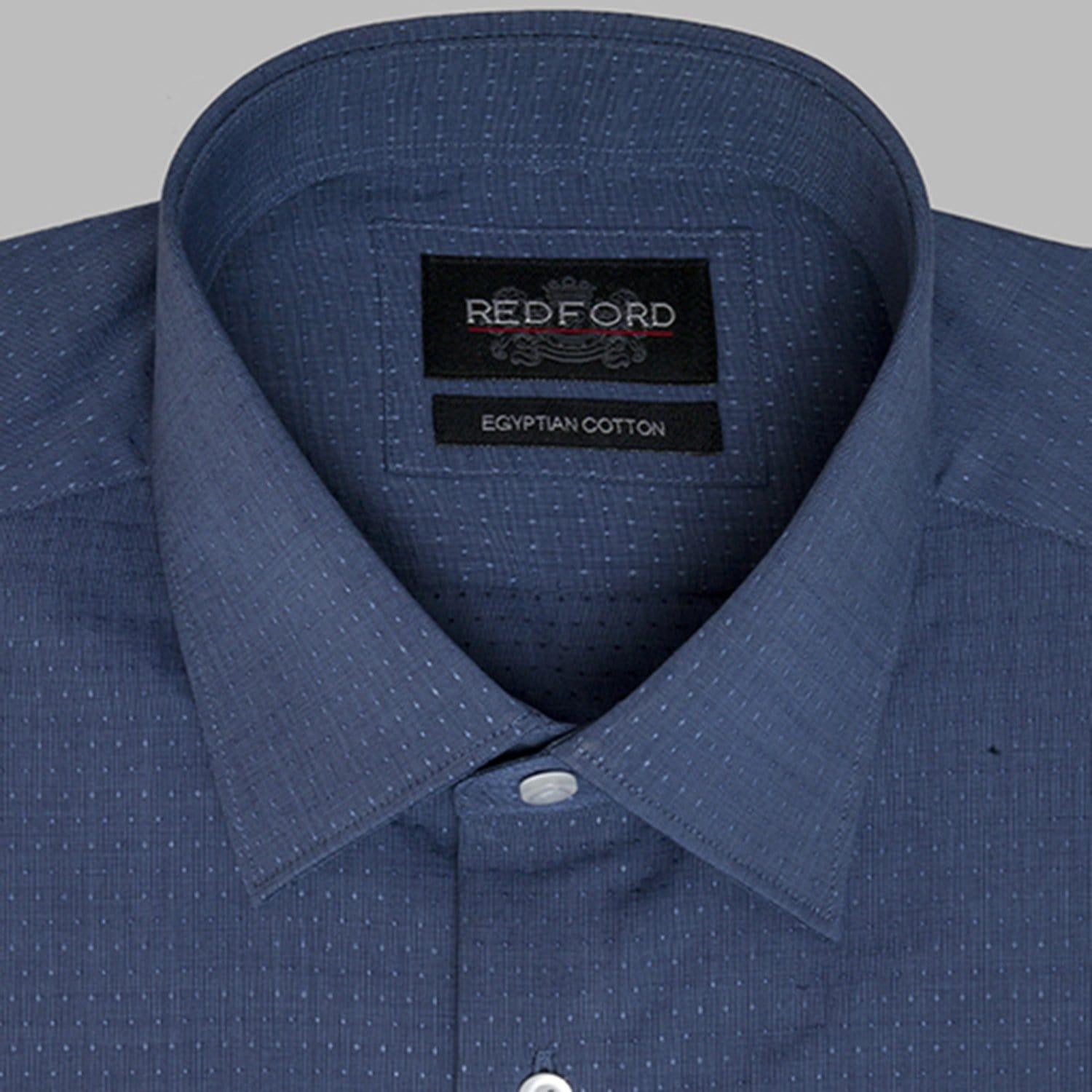 Micro Jacquard Navy Shirt - Just White Shirts