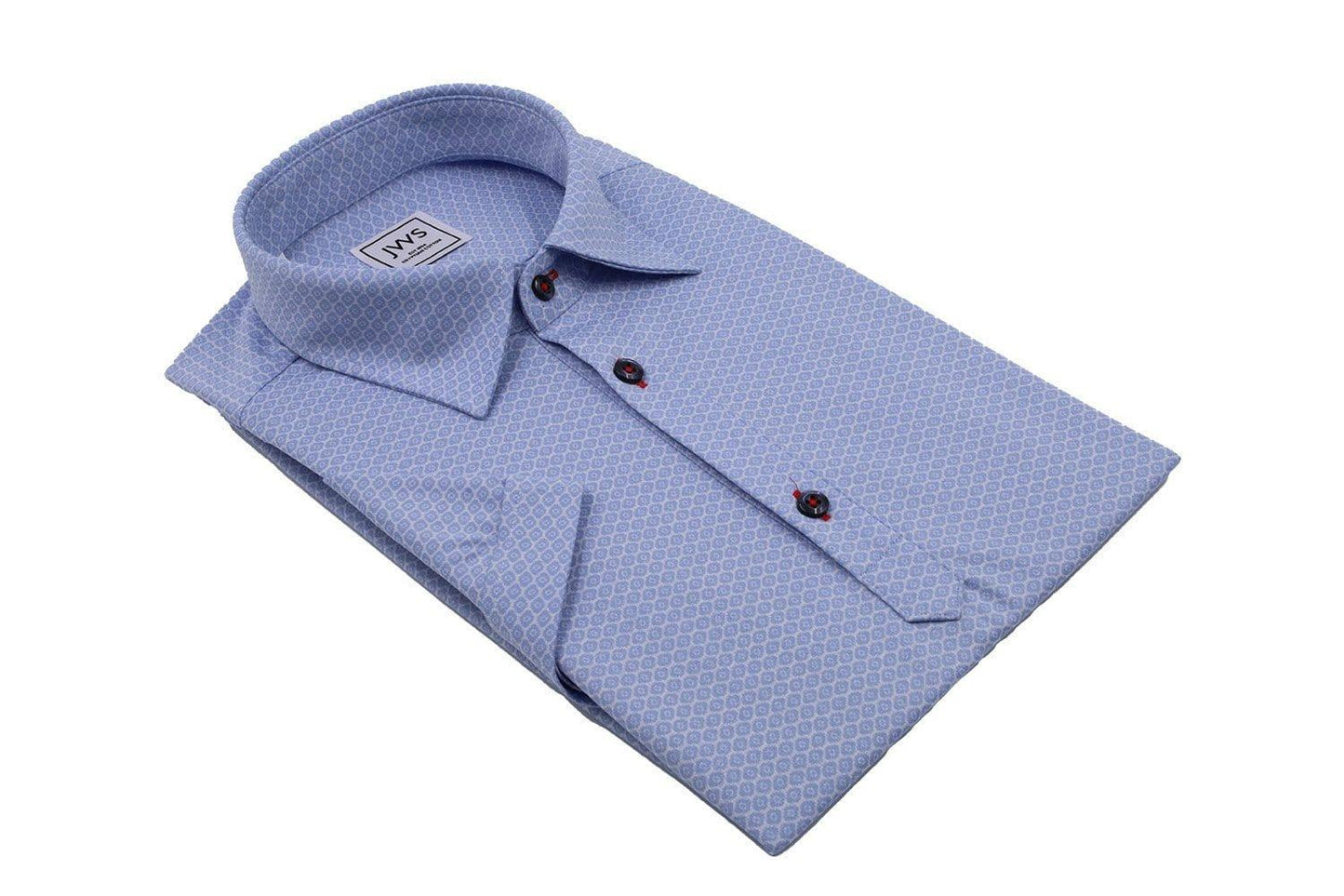 Mid Blue on White Oval Jacquard Knit Polo Shirt - Just White Shirts