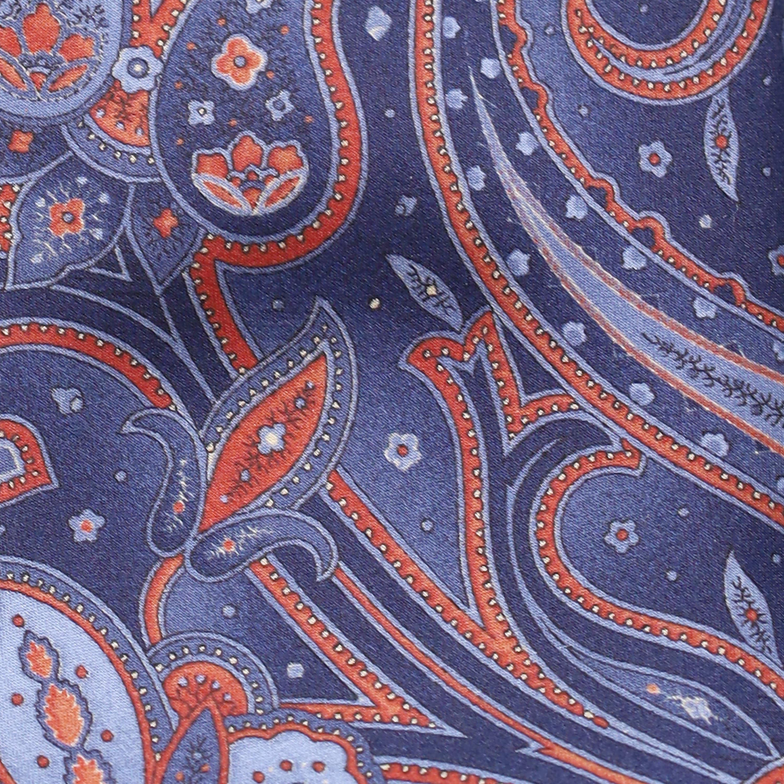 MID BLUE WITH ORANGE PAISLEY SILK TIE - Just White Shirts