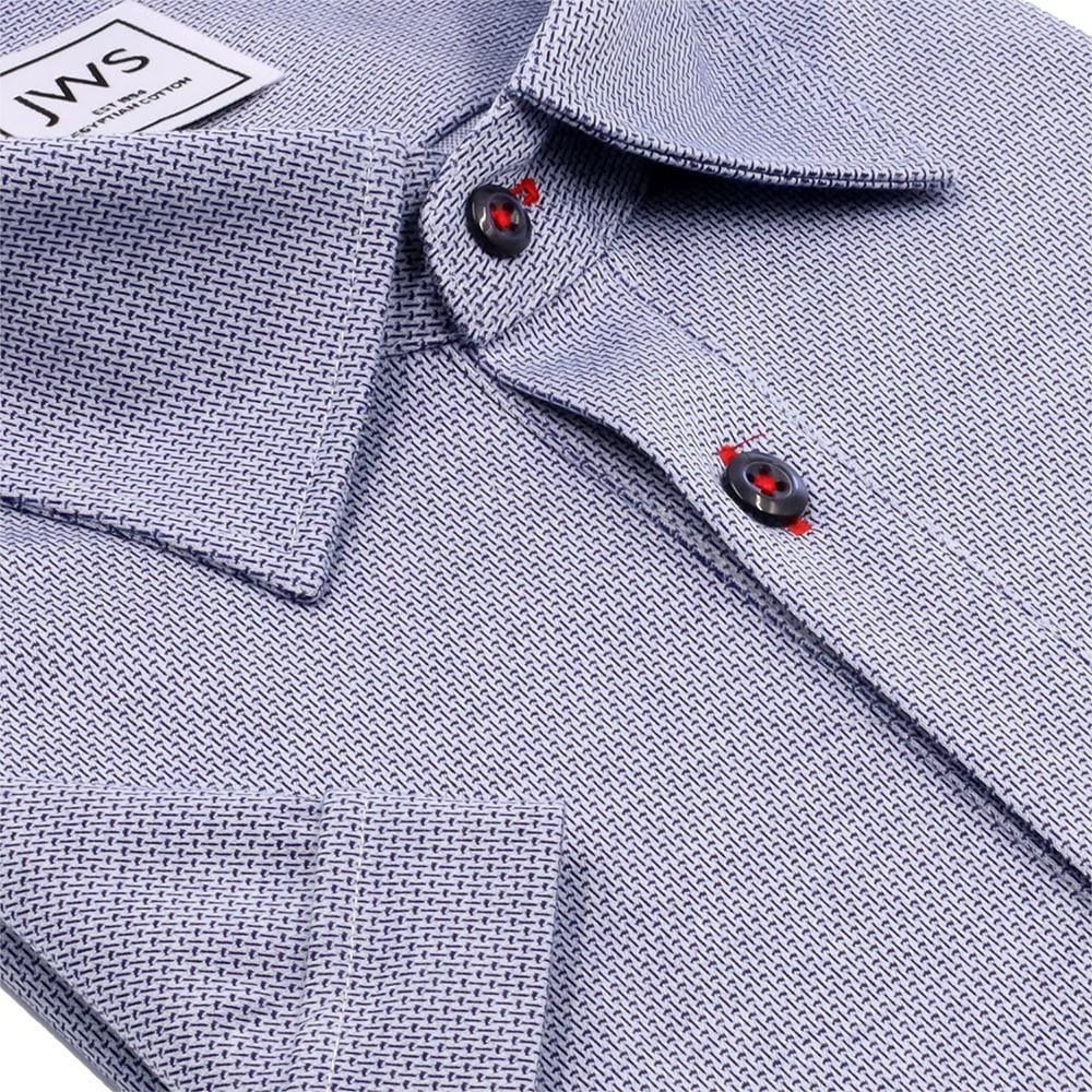 Navy and White Micro Design Jacquard Polo Shirt - Just White Shirts