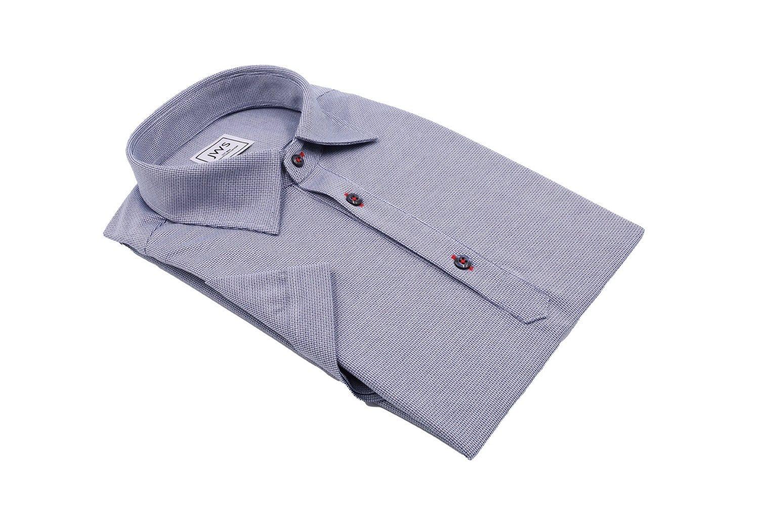 Navy and White Micro Design Jacquard Polo Shirt - Just White Shirts