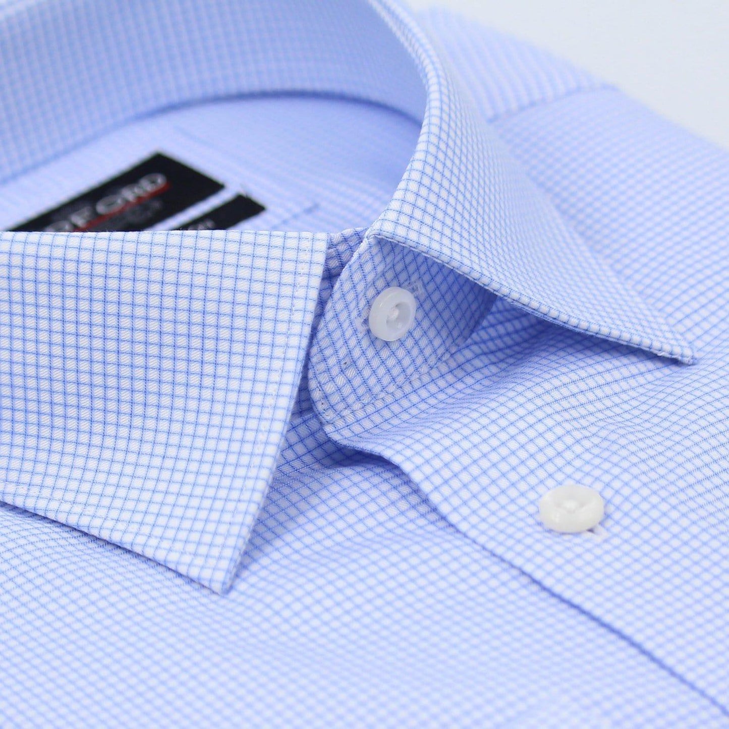 Non-Iron Blue Micro-Check - Just White Shirts