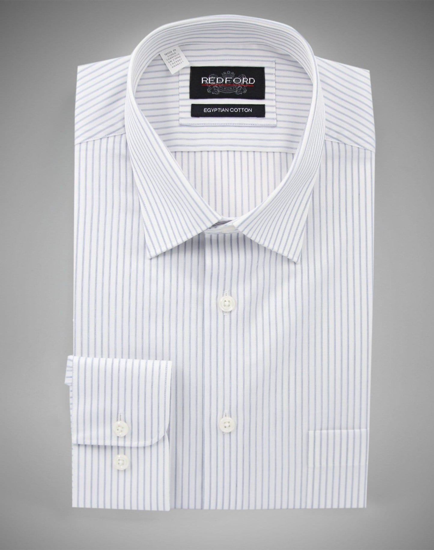 Non-Iron White with Grey Stripe Shirt - Just White Shirts