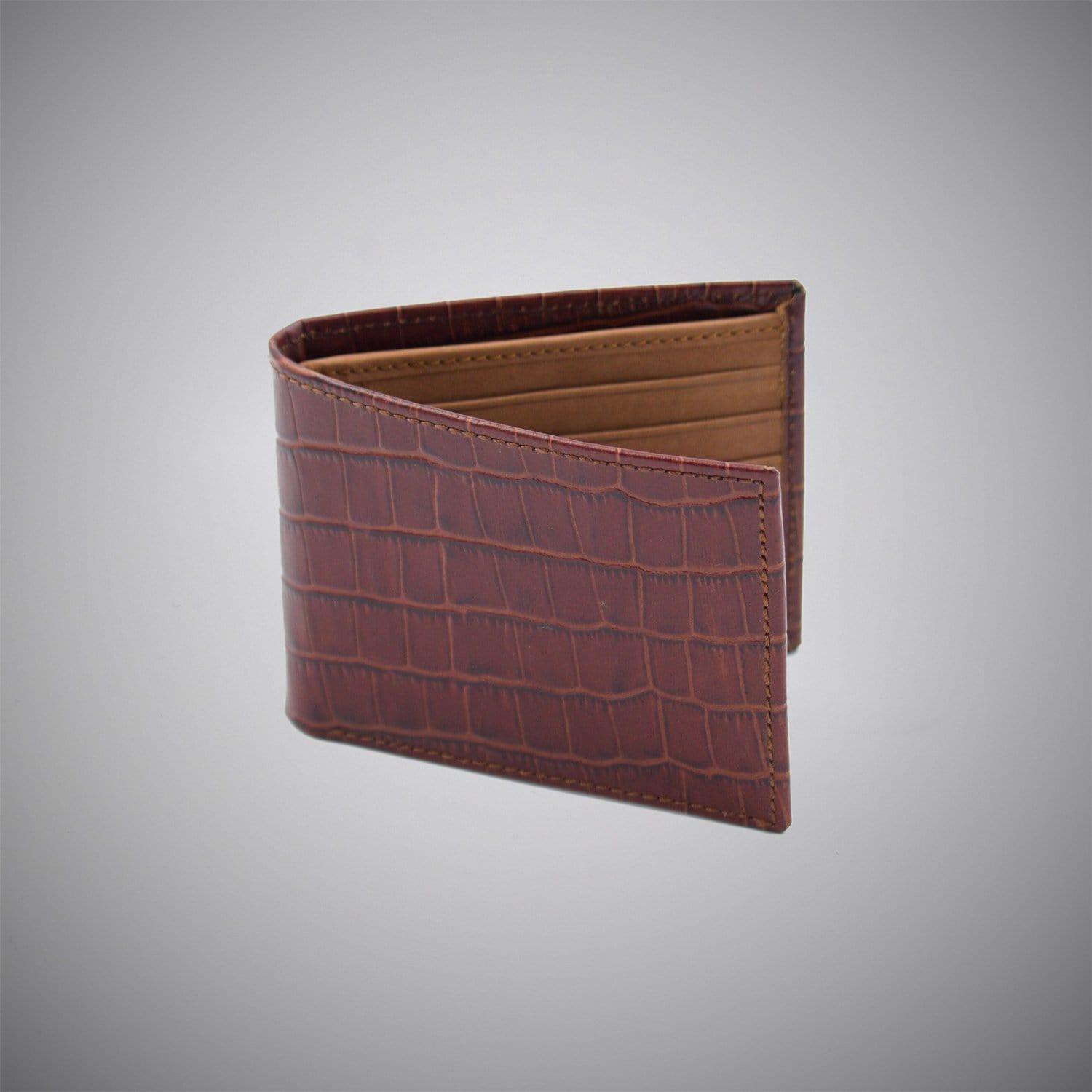 Oxblood Embossed Calf Leather Wallet With Tan Suede Interior - Just White Shirts