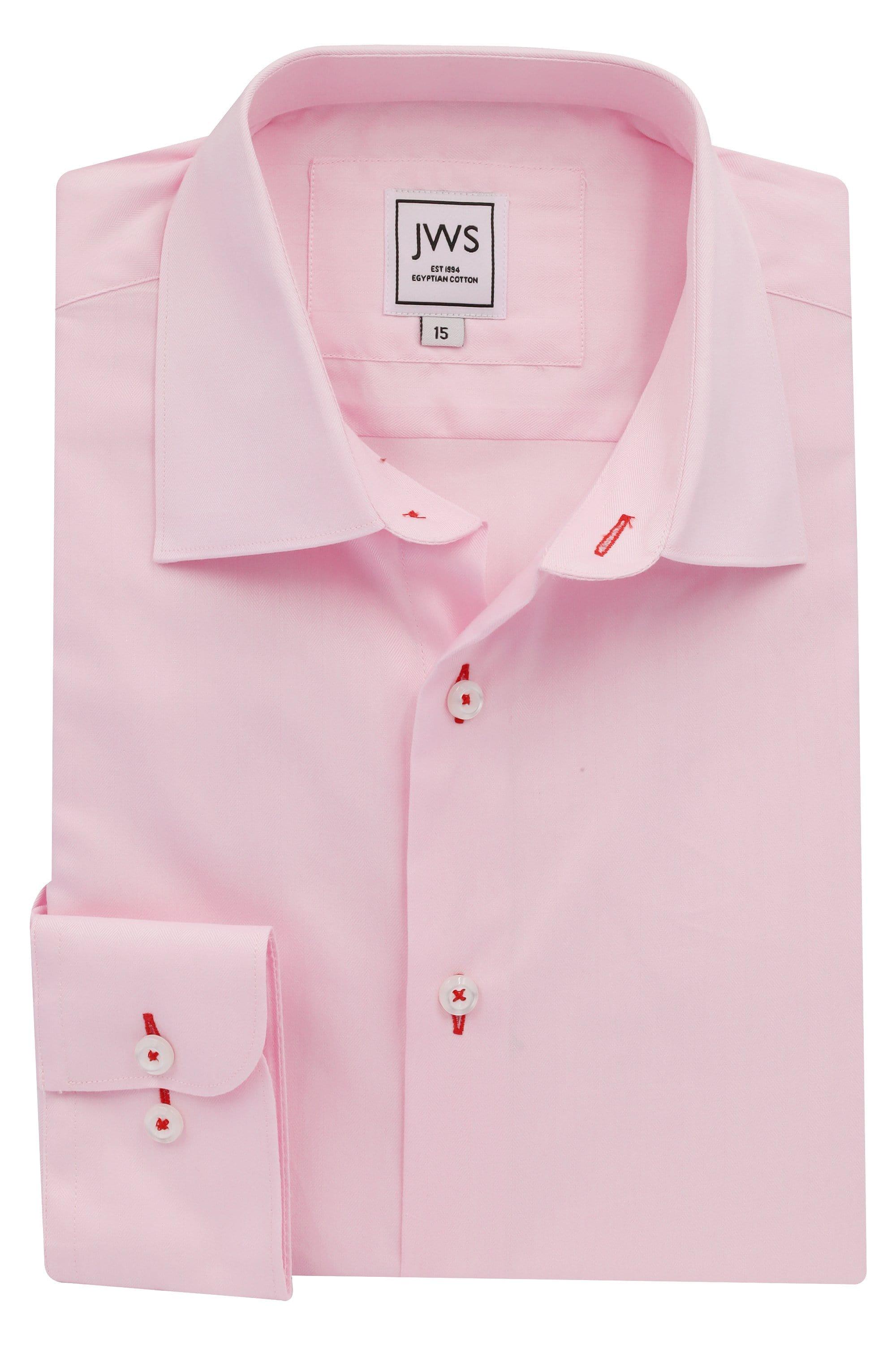 Pink Small Herringbone Non Iron Egyptian Cotton Dress Shirt - Just White Shirts