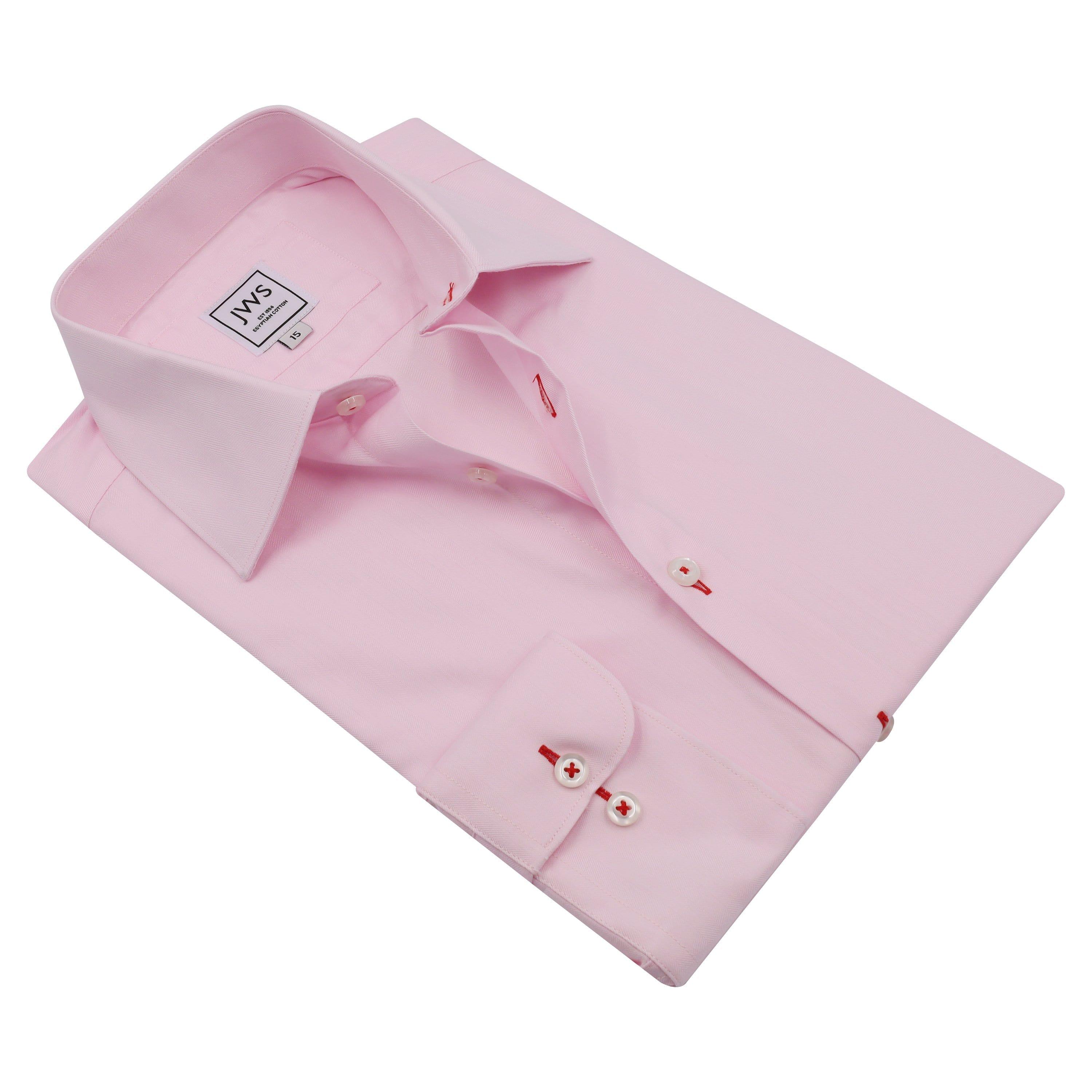 Pink Small Herringbone Non Iron Egyptian Cotton Dress Shirt - Just White Shirts