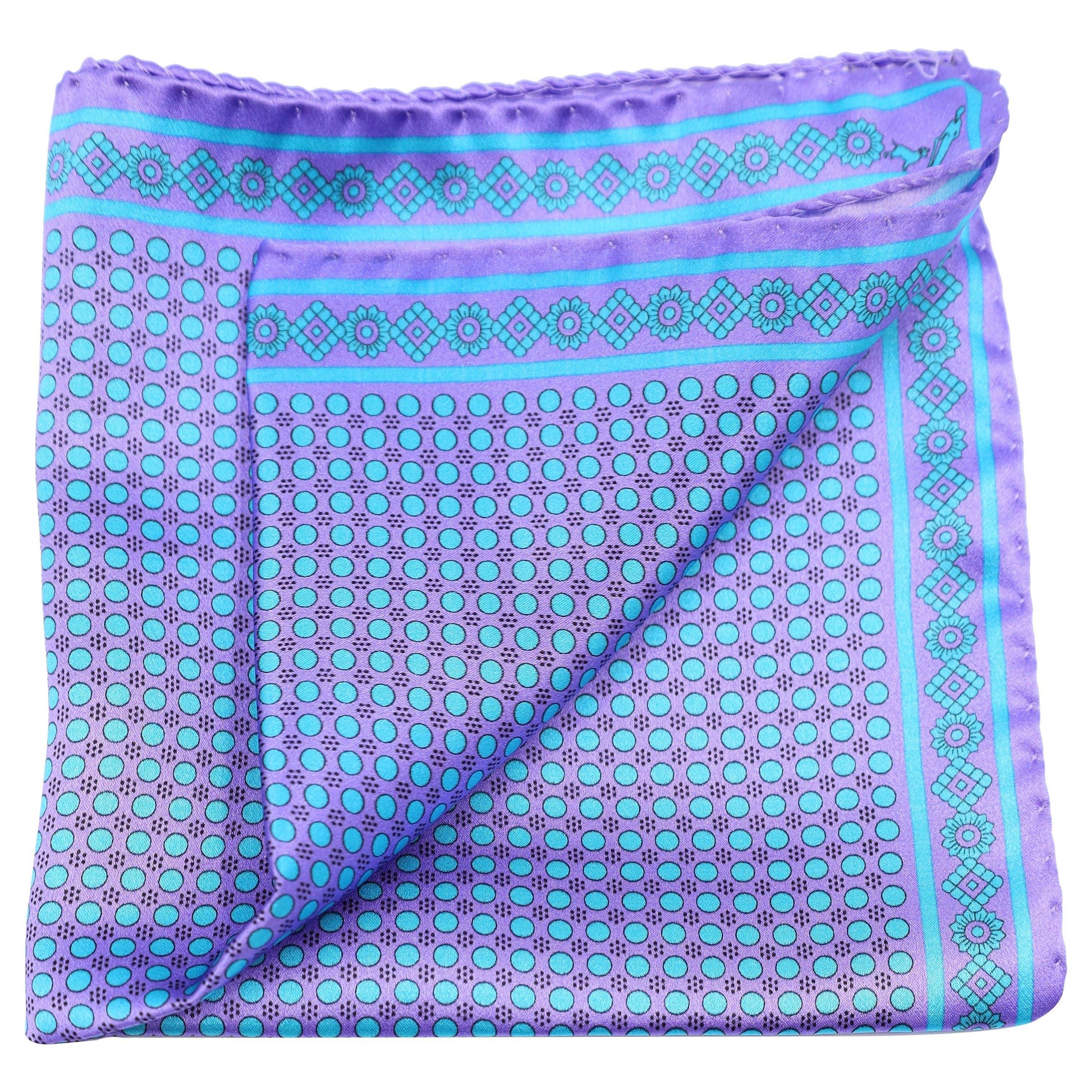 Purple and Sky Neat Silk Pocket Square - Just White Shirts