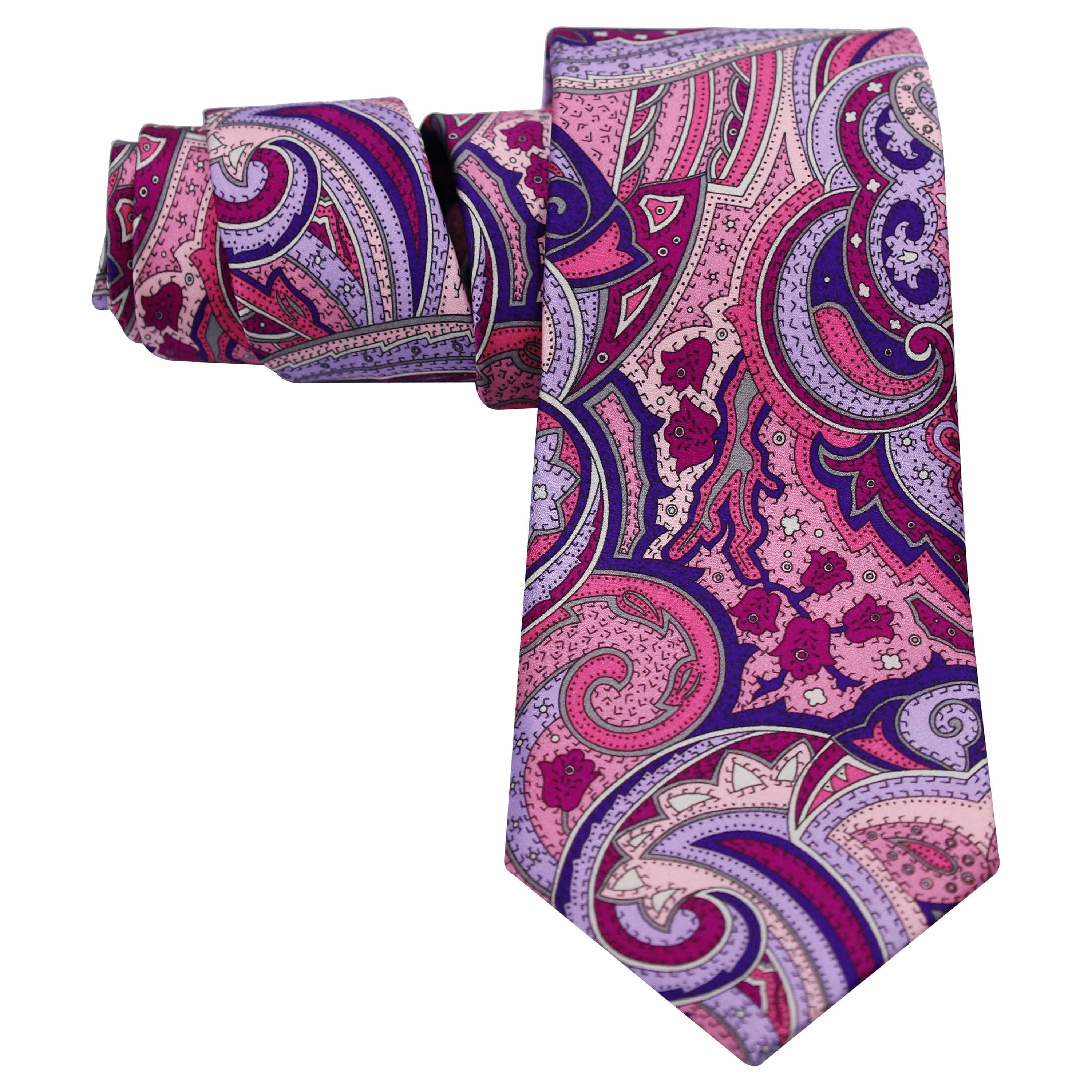PURPLE PINK AND MAUVE PAISLEY SILK TIE - Just White Shirts