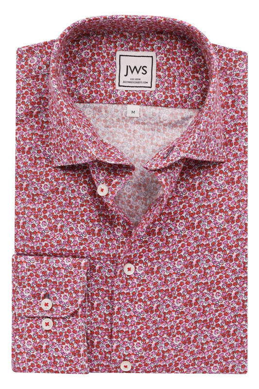 RED PINK FLOWERS - Just White Shirts