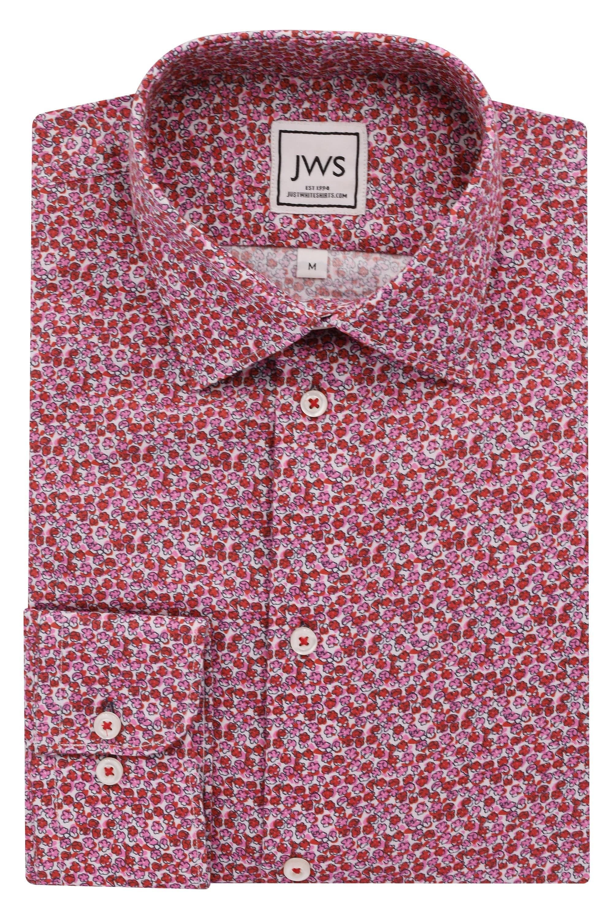 RED PINK FLOWERS - Just White Shirts