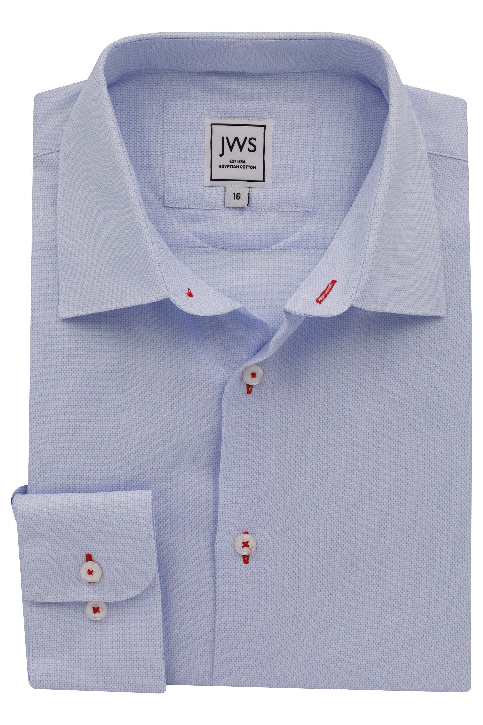 Sky Blue Diamond Micro Design Non Iron Egyptian Cotton Dress Shirt - Just White Shirts
