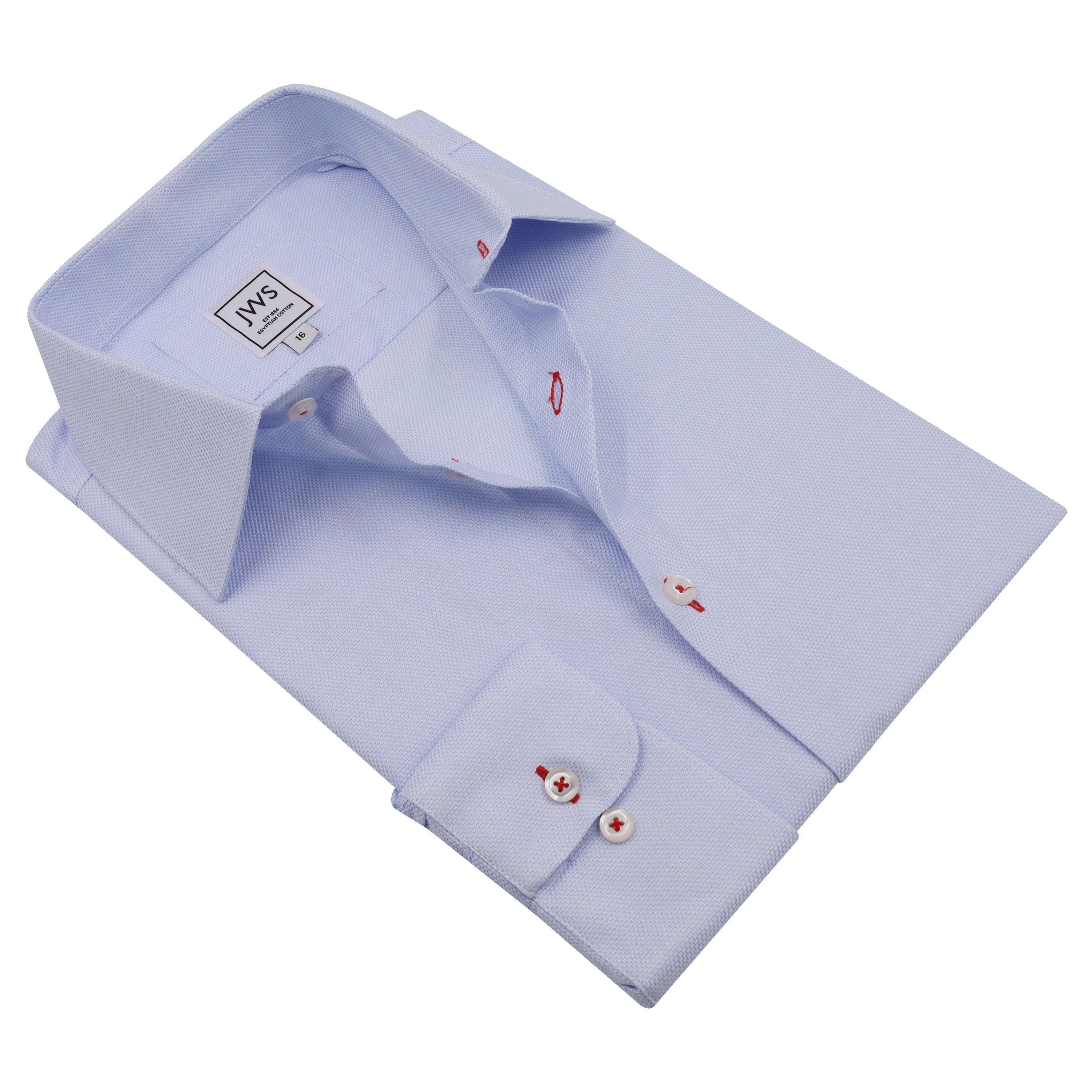 Sky Blue Diamond Micro Design Non Iron Egyptian Cotton Dress Shirt - Just White Shirts