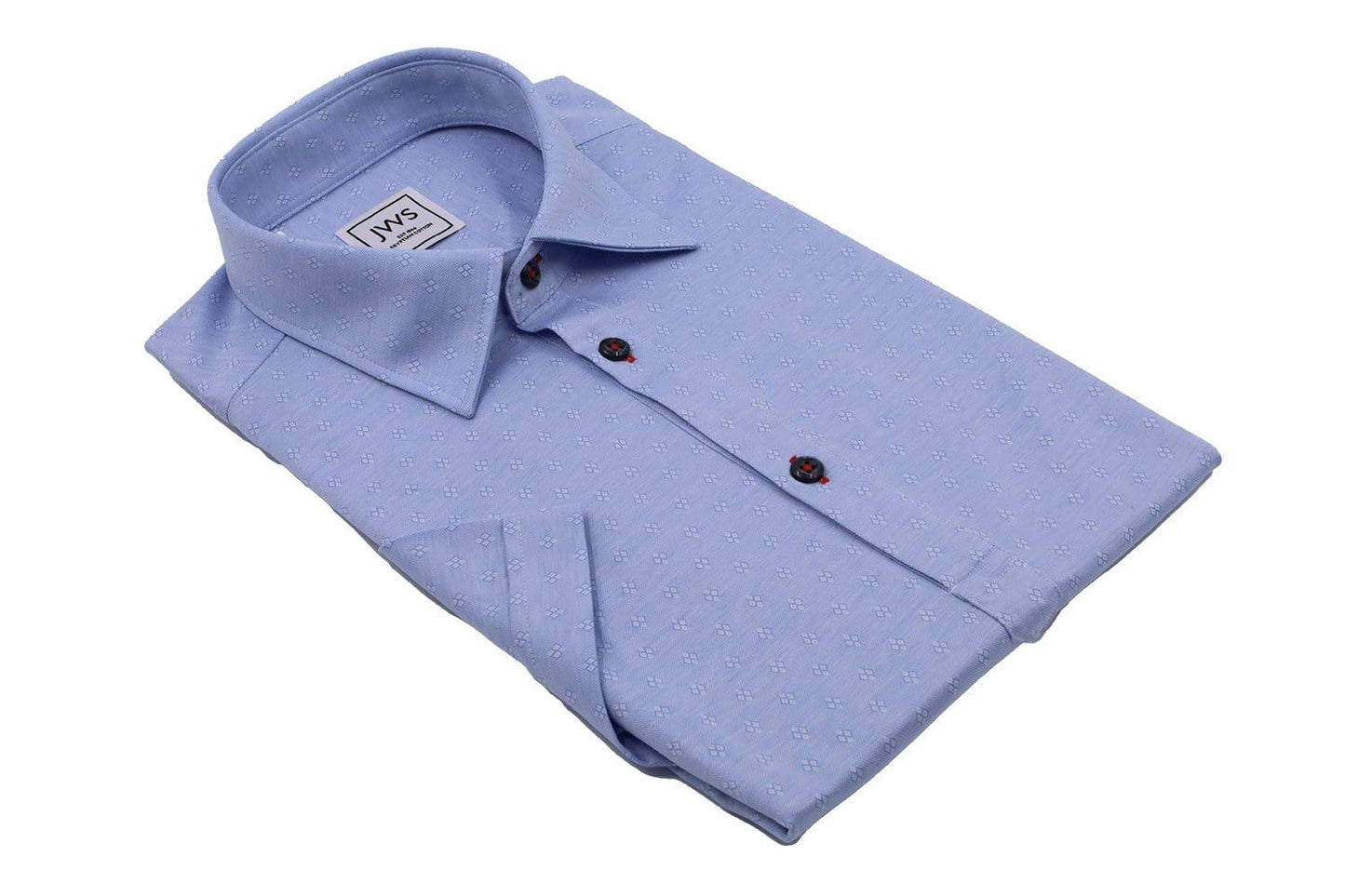 Sky Blue Diamond Pattern Jacquard fine Pique Polo Shirt - Just White Shirts