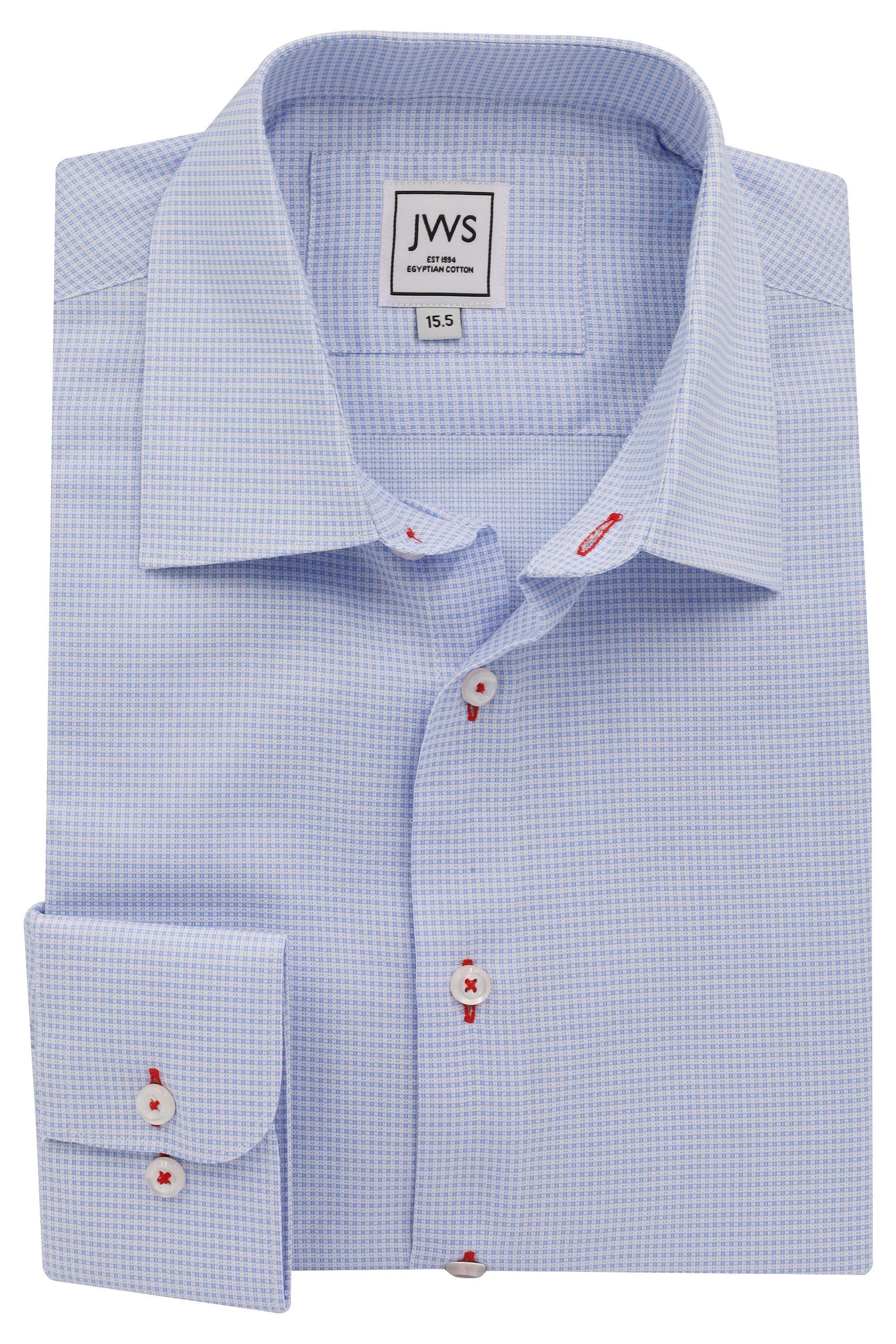 Sky Blue  Micro Dobby weave Non Iron Egyptian Cotton Dress Shirt - Just White Shirts