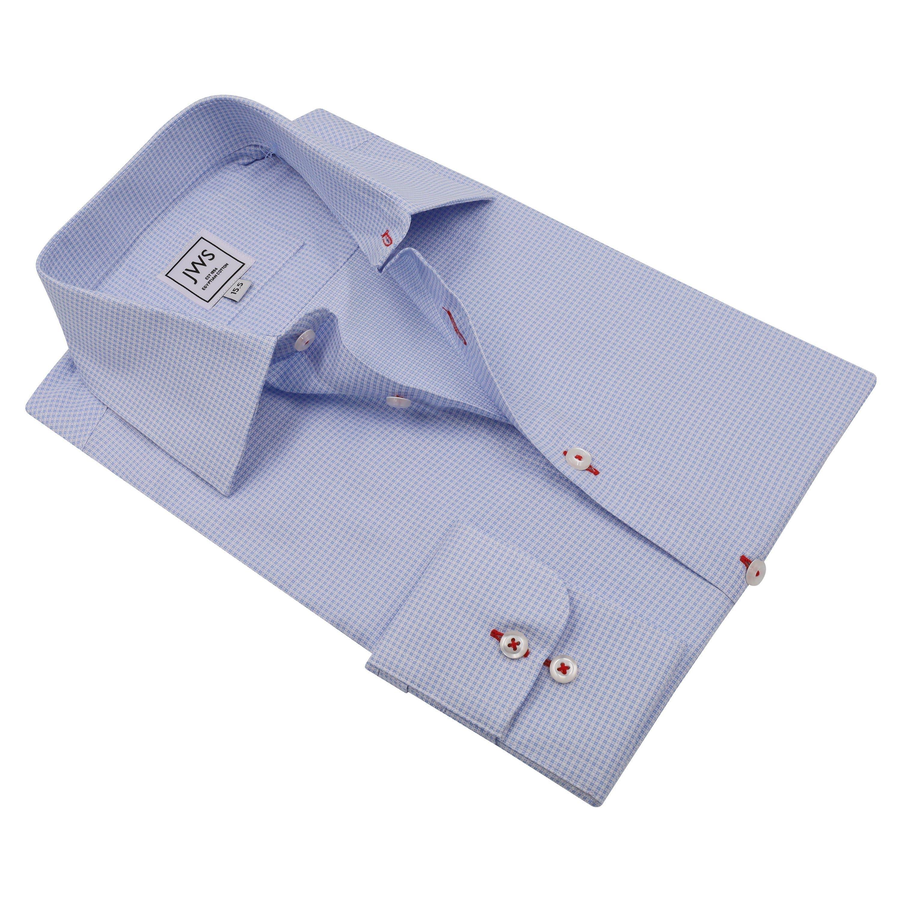 Sky Blue  Micro Dobby weave Non Iron Egyptian Cotton Dress Shirt - Just White Shirts