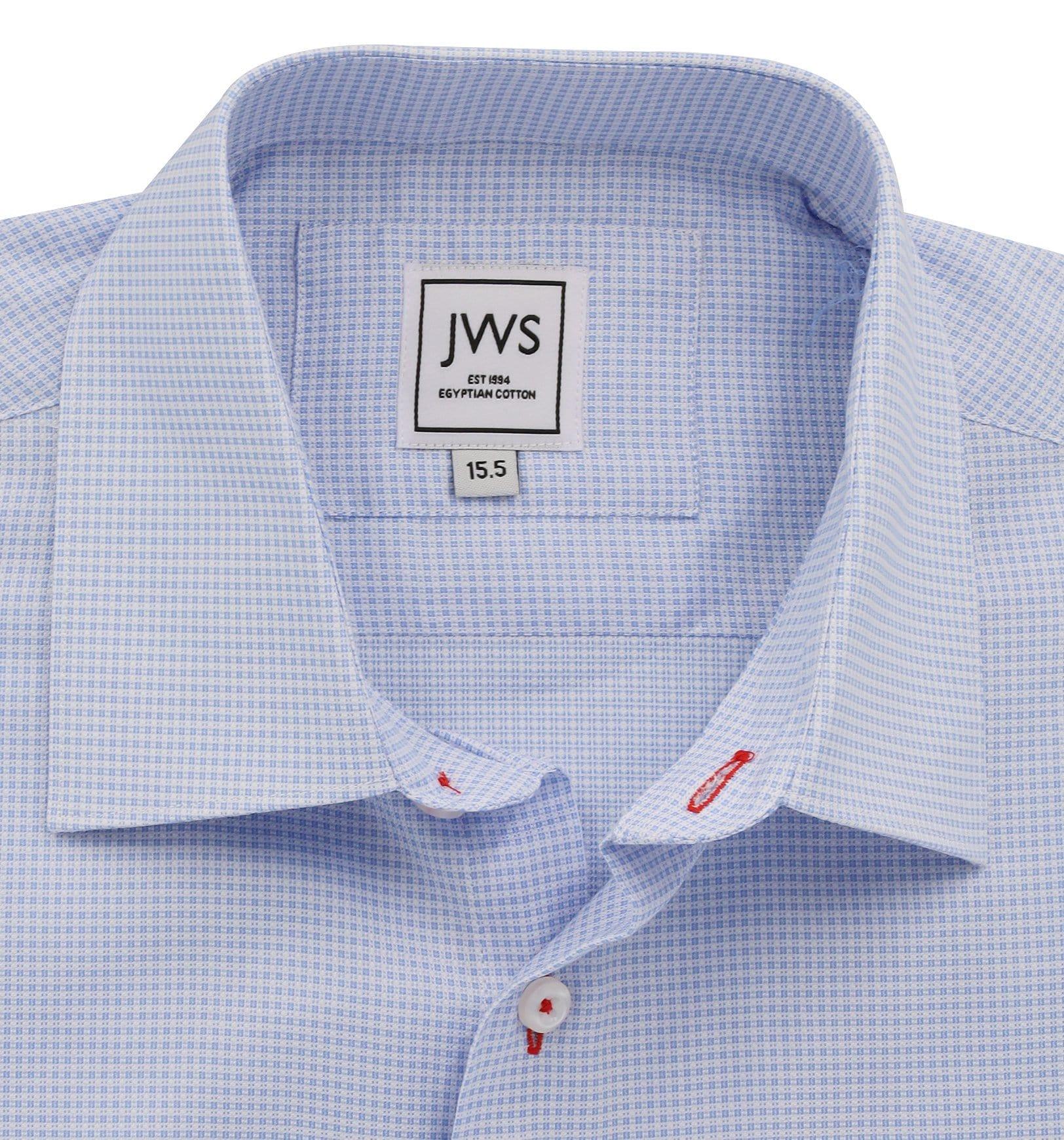Sky Blue  Micro Dobby weave Non Iron Egyptian Cotton Dress Shirt - Just White Shirts