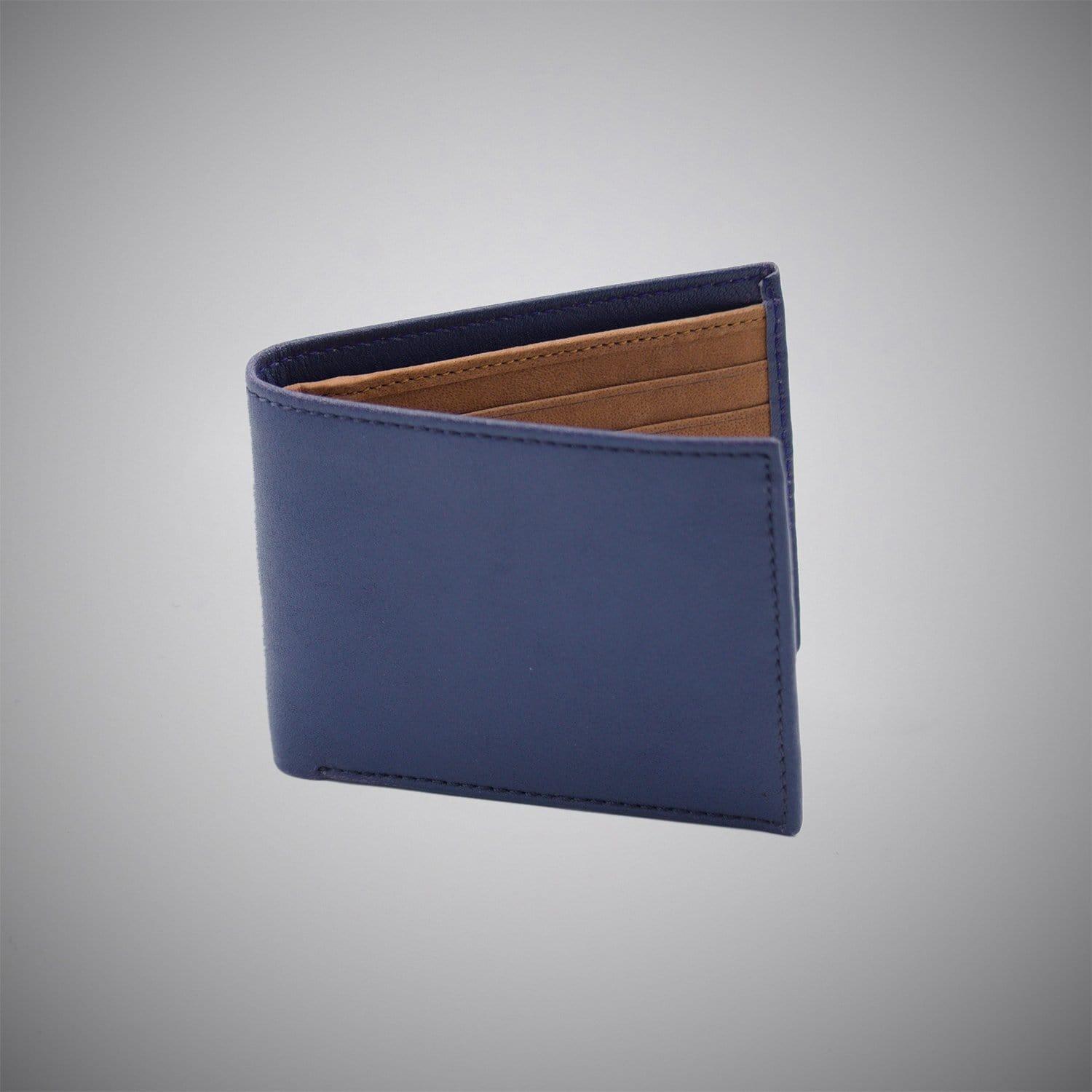 Smooth Blue Toned Leather Wallet With Tan Suede Interior - Just White Shirts