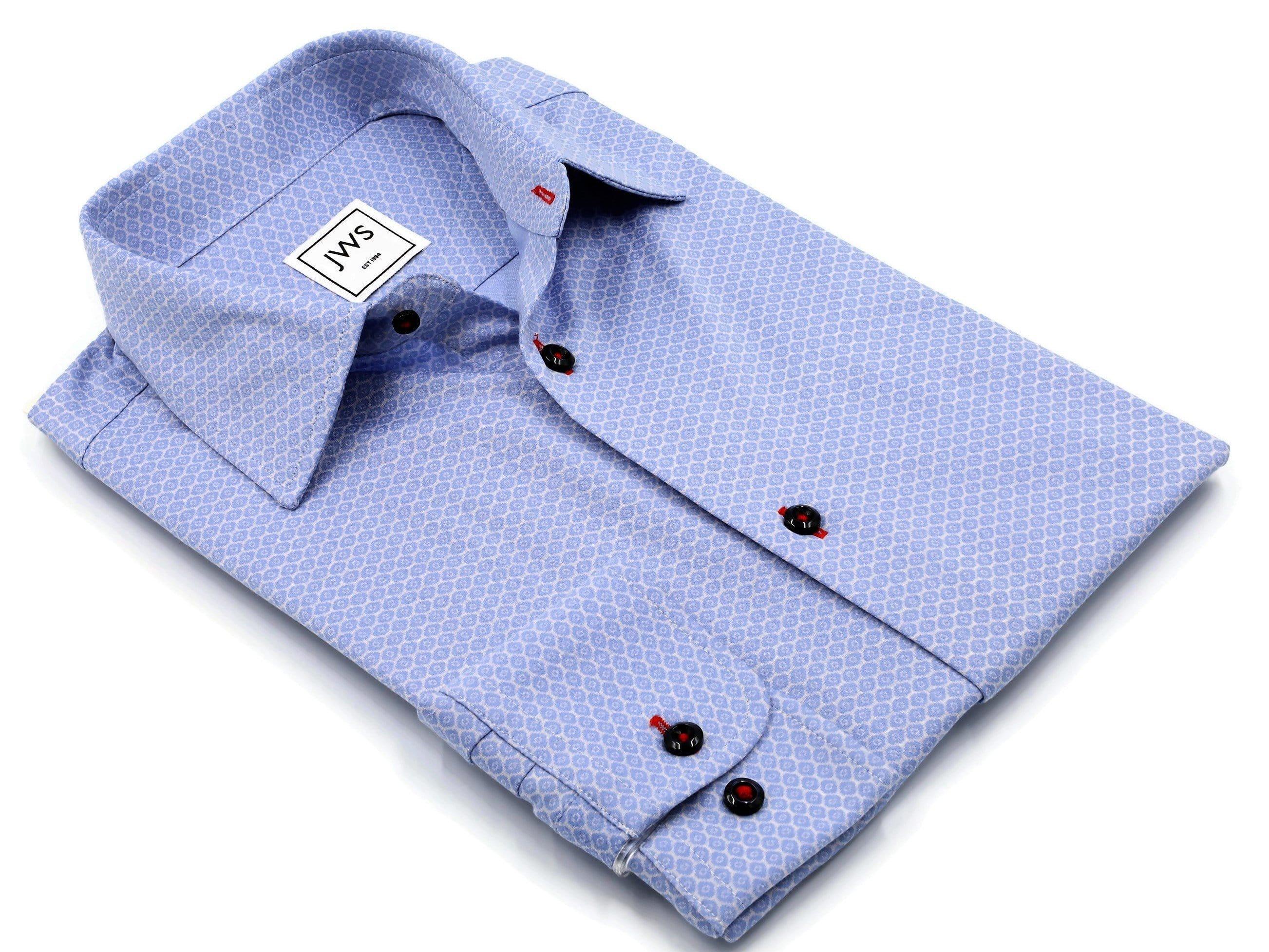 The Athleshirt - Cotton Knit Sky Blue Diamonds on White - Just White Shirts