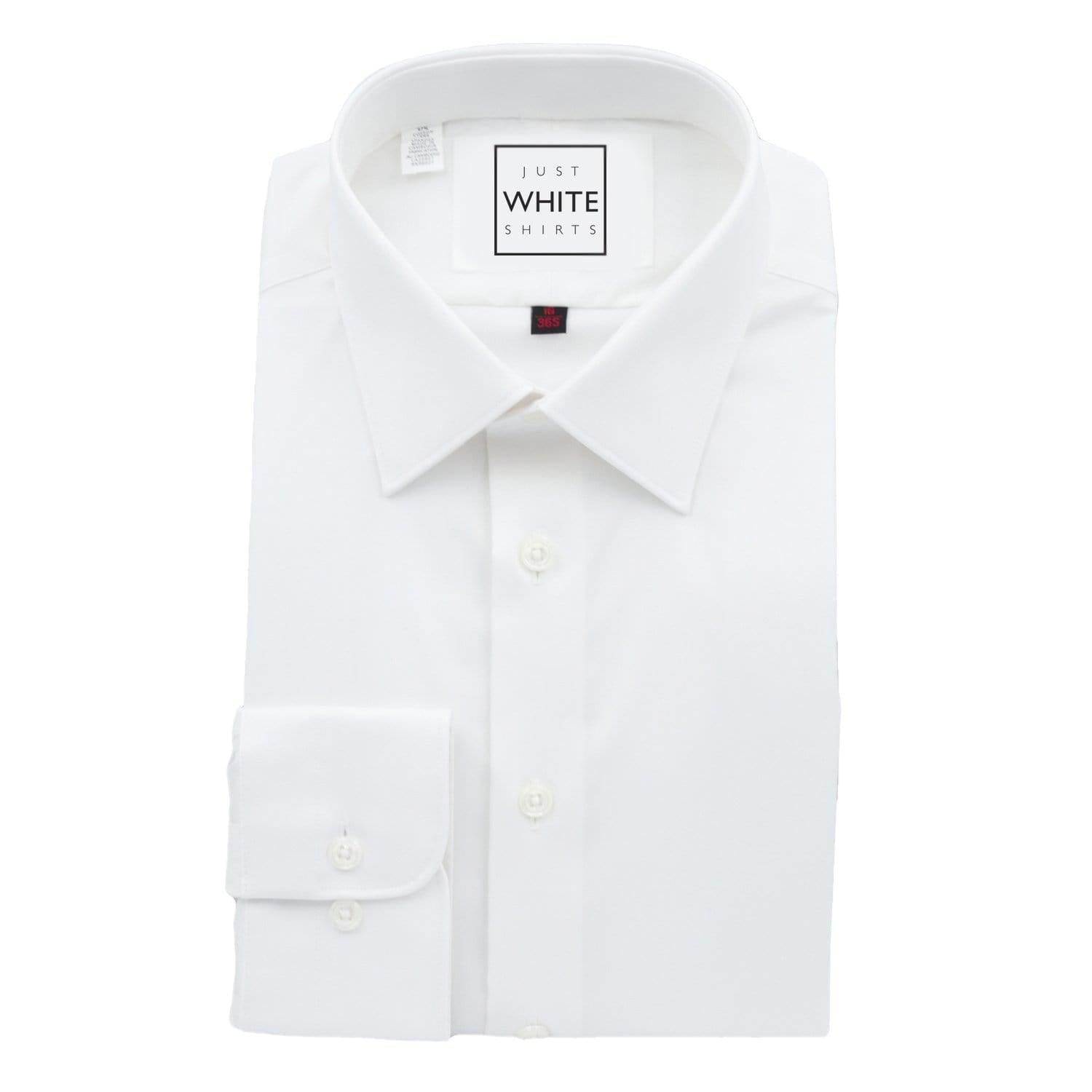 White Egyptian Cotton Non Iron Dress Shirt, Modified Collar and Adjustable  Button Cuffs