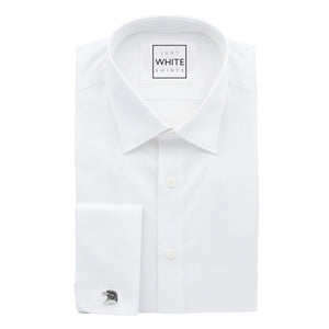 White Egyptian Cotton Non Iron Dress Shirt, Modified Collar and French Cuffs - Just White Shirts