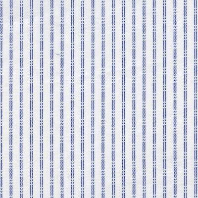 White Ground Jacquard Weave with Double Blue Hairline Stripes Classic Custom Shirt 100c 80/2*40 Sam701a - Just White Shirts