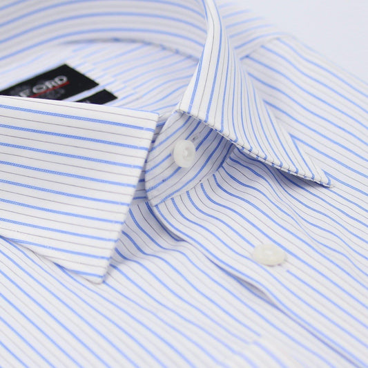 White with Blue Stripe - Just White Shirts
