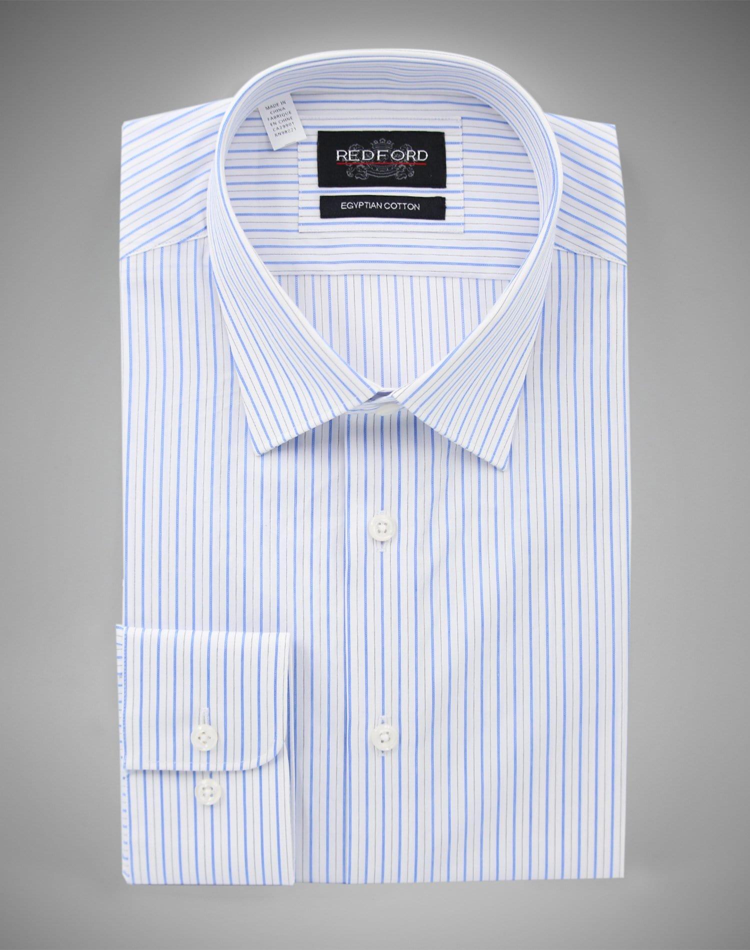 White with Blue Stripe - Just White Shirts